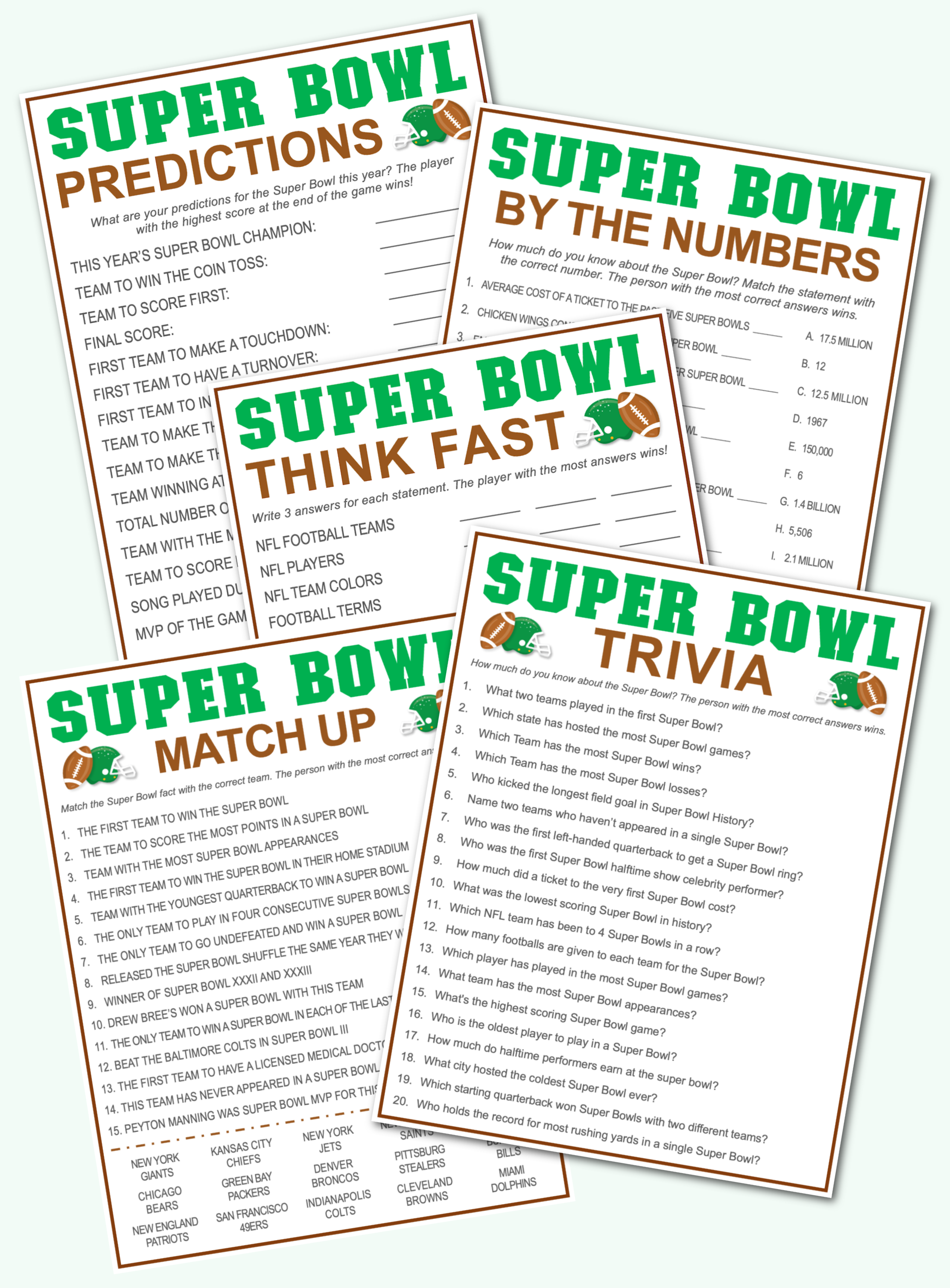 free super bowl printable games - kara creates